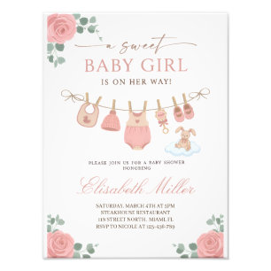 Foto Invitación dulce pastel para baby shower de niña