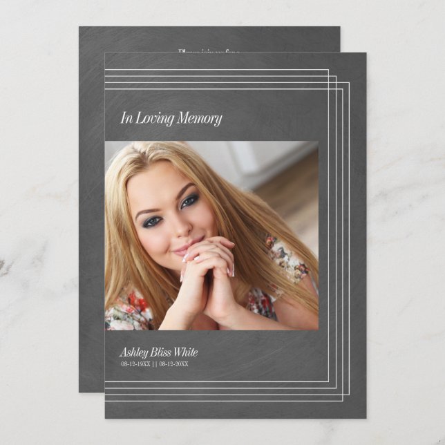 Foto Invitación funeraria Gray Faux Metallic (Anverso / Reverso)