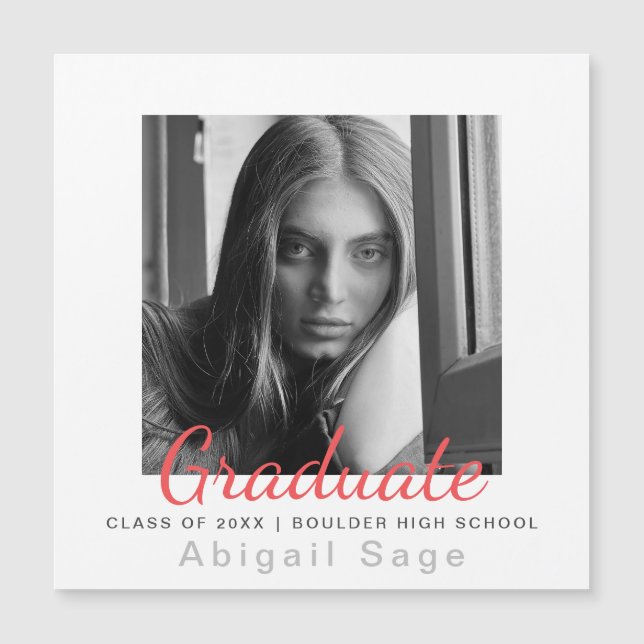 Foto: Invitación magnética moderna de graduación (Anverso)