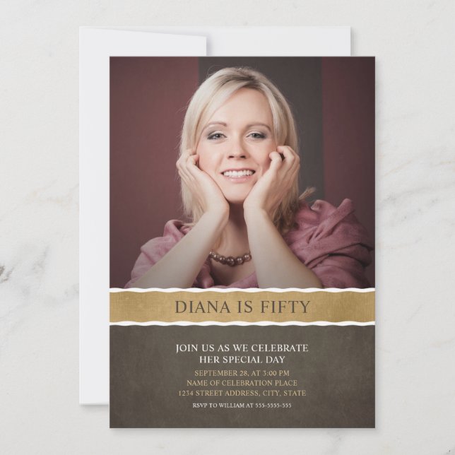 Foto Invitaciones a cumpleaños 50.ª foto Fiesta (Anverso)