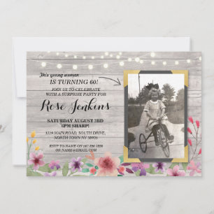 Foto Invitaciones a la Madera Rústica Floral de Cu