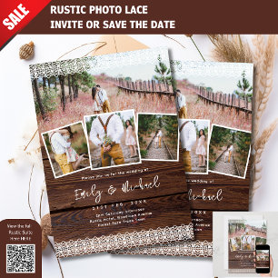 FOTO INVITACIONES DE BODA RÚSTICA LACE BOHO BARN