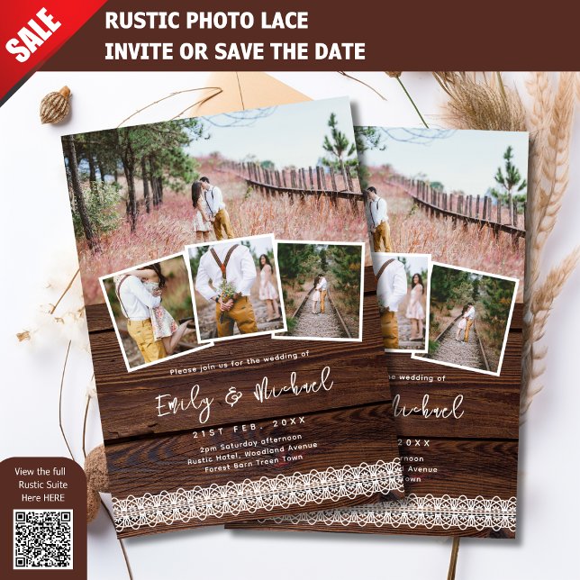 FOTO INVITACIONES DE BODA RÚSTICA LACE BOHO BARN (Subido por el creador)