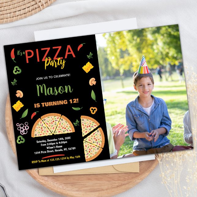 Foto Invitaciones de cumpleaños de Black Chili Piz (Photo Black Chili Pizza Birthday Invitations)