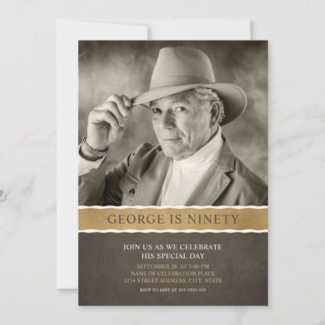 Foto Invitaciones por cumpleaños 90ª Fiesta (Anverso)