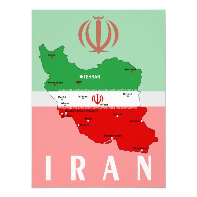 Foto Iran Map with Flag and Emblem (Frente)
