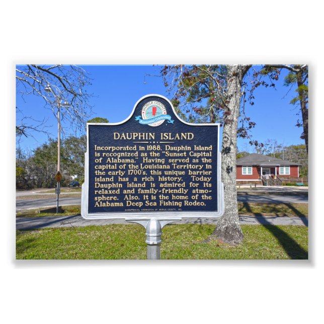 Foto Isla Dauphin, Alabama, Rótulo histórico (Frente)