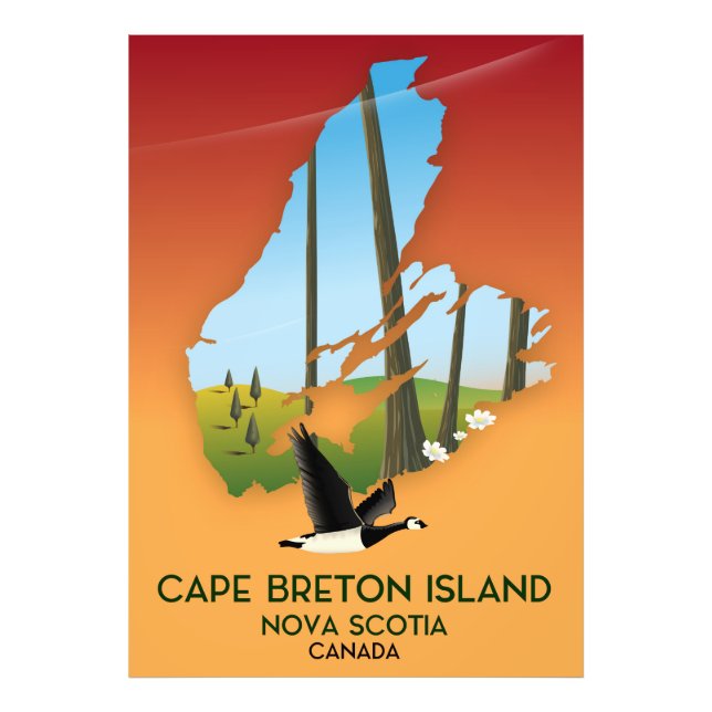 Foto Isla de Cape Breton Nueva Escocia Canadá mapa (Frente)