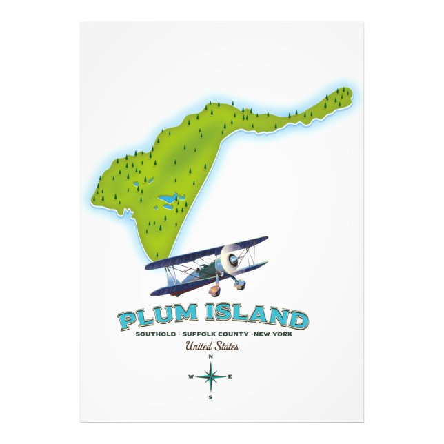 Foto Isla Plum, condado de Southold Suffolk, mapa de Nu (Frente)