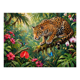 Foto Jaguar Selva Colibríes Mariposas Flores