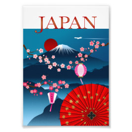 Foto Japón Poster de viajes de vintage en el Monte Fuji