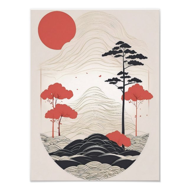 Foto Jardín japonés apacible con estanque Koi (Frente)