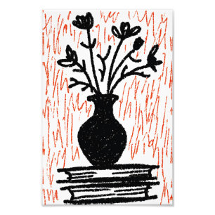 Foto Jarrón Negro, Jardín Rojo Impresión de Arte Ilus