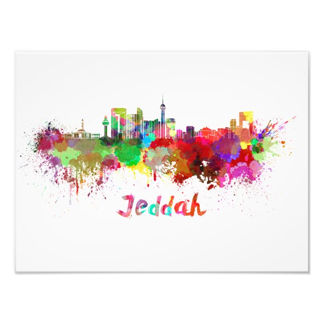 Foto Jeddah skyline in watercolor (Frente)