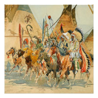 Jefes indios con estandartes por Edward Borein