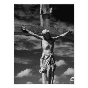 Foto Jesús blanco y negro en una cruz