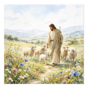 Foto Jesús Buen Pastor Acuarela de Flores Silvestres