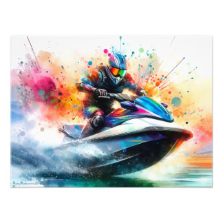 Foto Jet Ski Rider with Colorful Splash