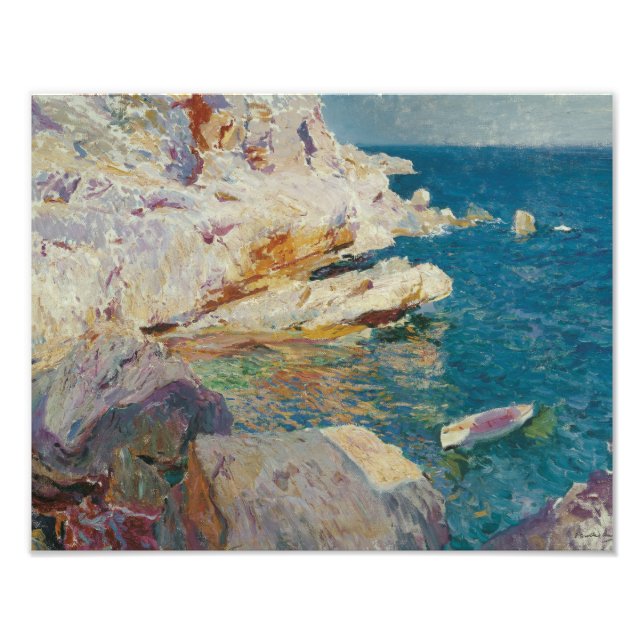 Foto Joaquín Sorolla-Rocas de Jávea y el barco blanco (Frente)