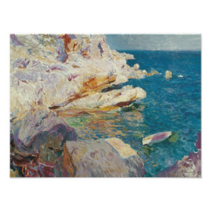 Foto Joaquín Sorolla-Rocas de Jávea y el barco blanco