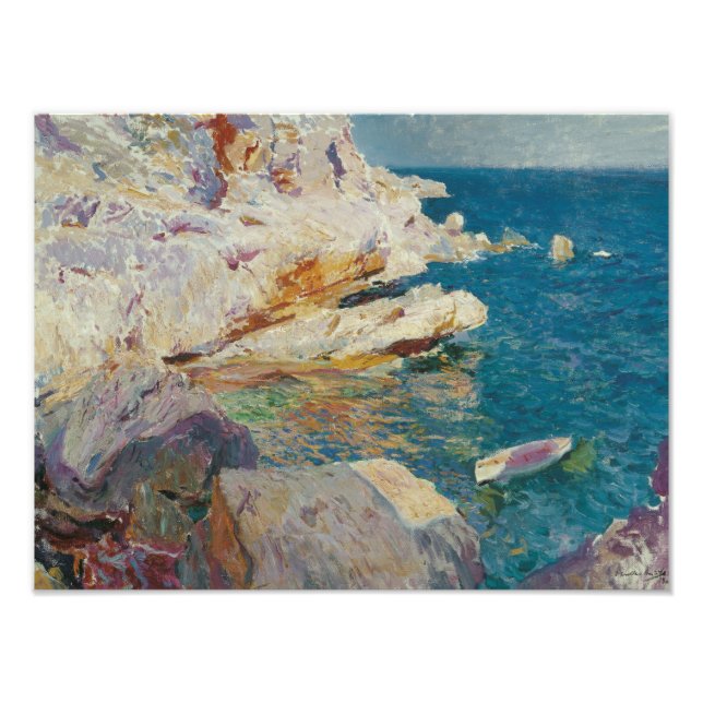 Foto Joaquín Sorolla-Rocas de Jávea y el barco blanco (Frente)