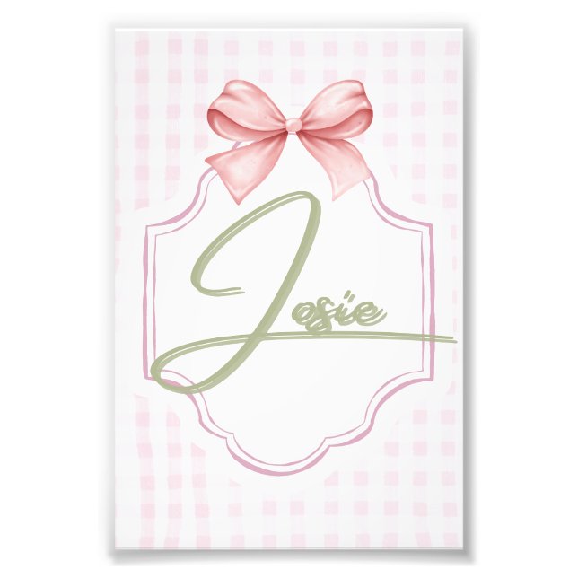 Foto Josie Baby Nursery personalizado Bow&Gingham (Frente)