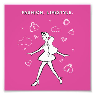 Foto Joven Chica de la moda - Dibujo en negro, blanco y