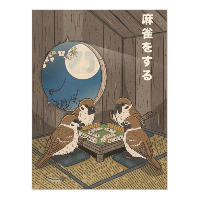 Foto Juego de pájaros jugando Mahjong  (Frente)