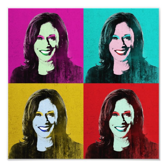 Foto Kamala Harris Pop Art (Rosa, Verde azulado, Oro, R (Frente)