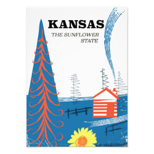 Foto Kansas "el estado del girasol" cartel vintage de v