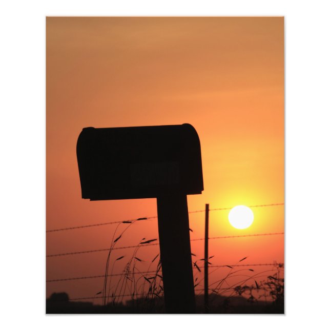 Foto Kansas Mail Box Silhouette Sunset con nubes (Frente)