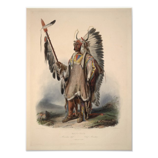 Foto Karl Bodmer - Un jefe Mandan (Frente)