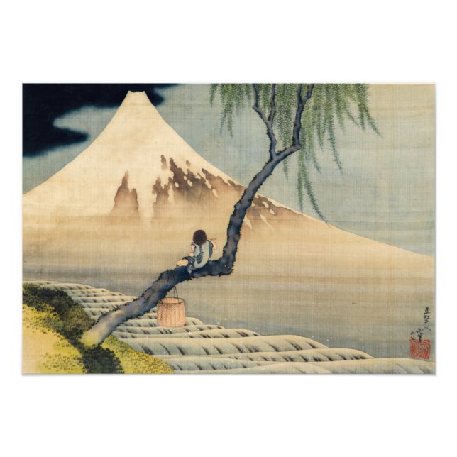 Foto Katsushika Hokusai - Muchacho viendo el Monte Fuji (Frente)
