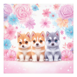 Foto Kawaii Husky Pair Wall Art & Poster