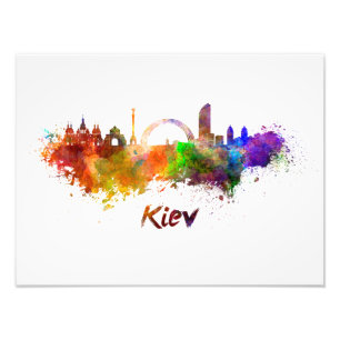 Foto Kiev skyline in watercolor