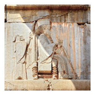 Foto King Darius I. Bas-relief, Persepolis, Irán