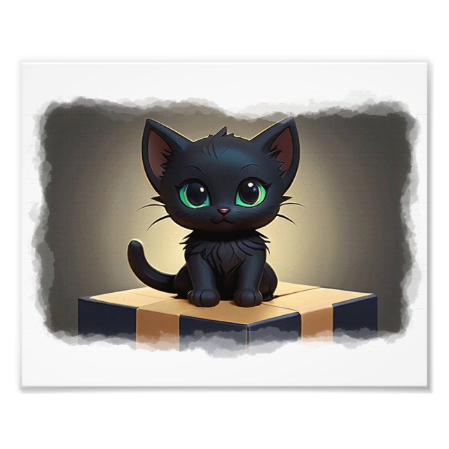 Foto Kitten negro en una caja de arte Personalizado (Frente)