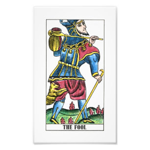 Foto La carta de tarot del tonto o del bufón