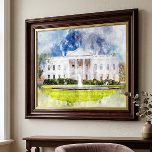 Foto La Casa Blanca en Washington DC Acuarela