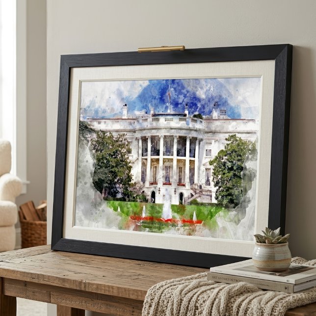 Foto La Casa Blanca en Washington DC – Fachada Sur (The White House in Washington DC – Southern Facade. Photo Print)