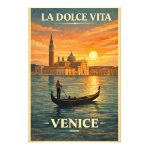 Foto La Dolce Vita - Cartel de viaje antiguo de Venecia
