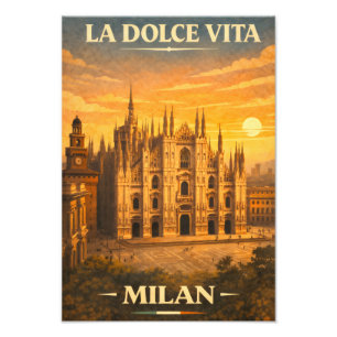 Foto La Dolce Vita - Cartel de viaje vintage de Milán