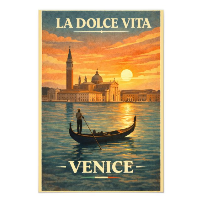 Foto La Dolce Vita - Venice Vintage Travel Poster (Frente)