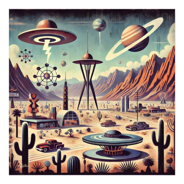 Foto La era espacial Alien el desierto Invasión Fantasí (Frente)