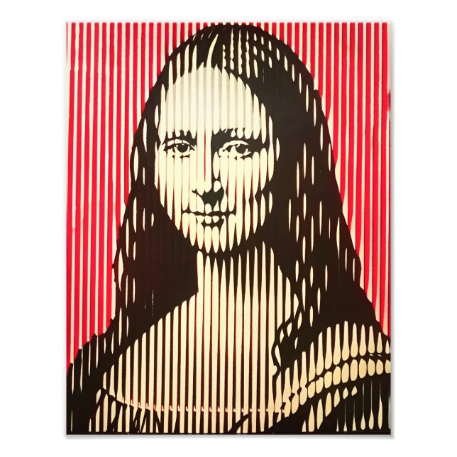 Foto La Mona Lisa en el estilo de ilusión óptica BAUHAU (Frente)