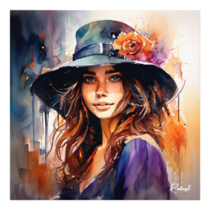 Foto La mujer del sombrero: Retrato de gracia vibrante