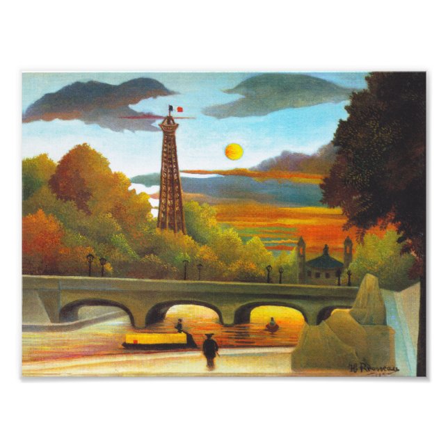 Foto La torre Eiffel de Henri Rousseau con la impresión (Frente)