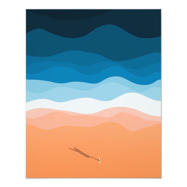 Foto La única surfista | Ilustracion aéreo (Frente)