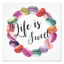 La vida es dulce | acuarela Macarons Art Print