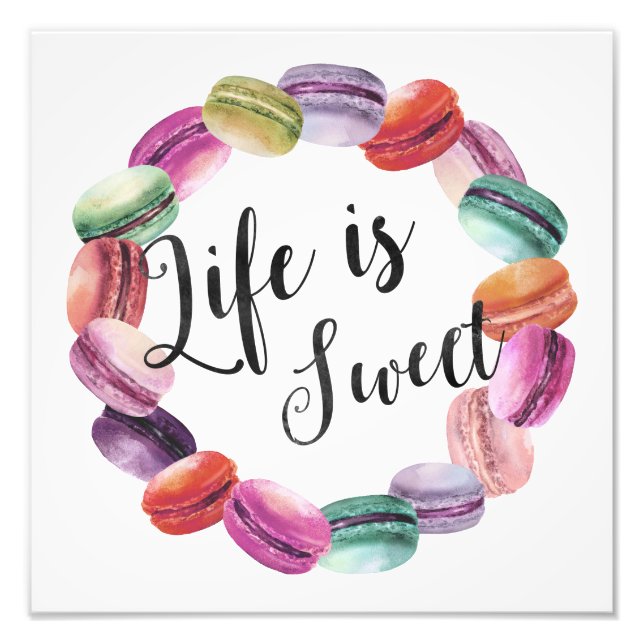 Foto La vida es dulce | acuarela Macarons Art Print (Frente)